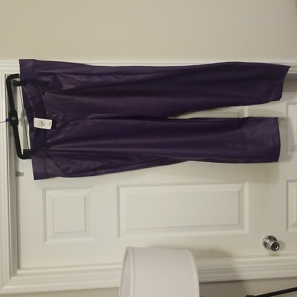 Brand New Ashley Stewart Purple Faux Leather Pants